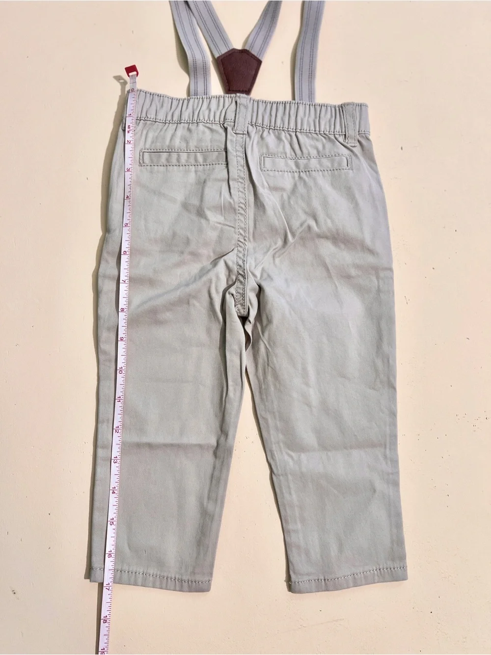 OshKosh B’gosh Toddler Boys Khaki Pants with Suspenders Size 12M Formal wedding
